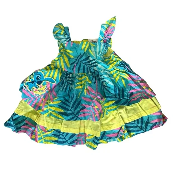 Disney Baby Lilo & Stitch Floral Dress Size 3-6 Months Multicolored Excellent - Picture 1 of 4